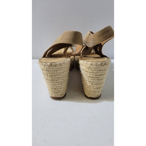 White Mountain Women's Seude Wedges Sandals Open Toe Beige Sz 9M - Picture 4 of 5